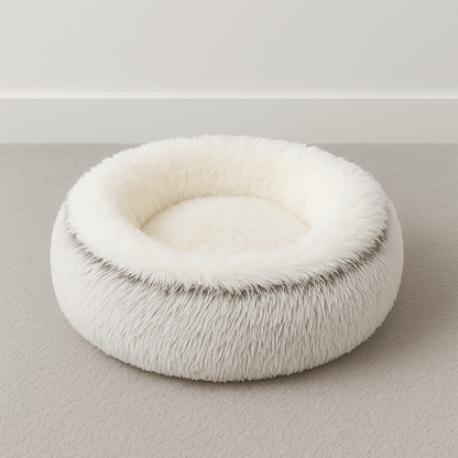 coussin à chat rond brun doux