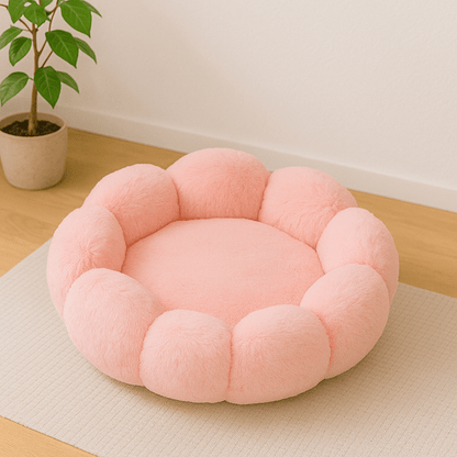 coussin chat fleur doux rond rose