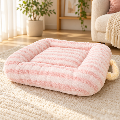coussin chat rose peluche douce confortable