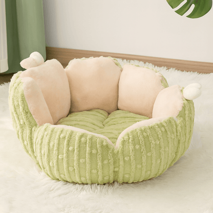 coussin pour chat design fleur moelleux vert