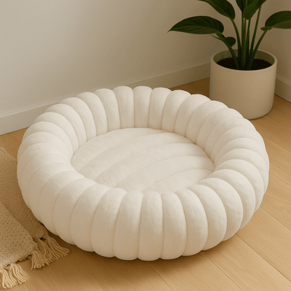 coussin pour chat rond doux chaud blanc