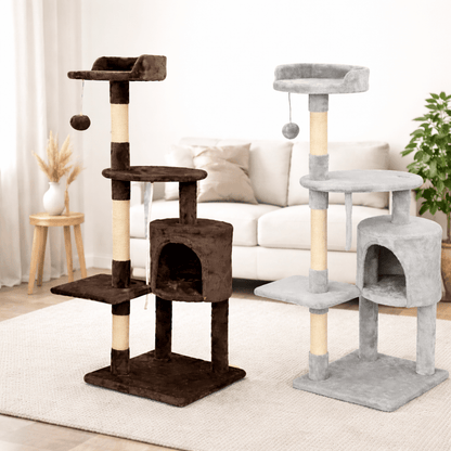 deux arbre a chat 112cm gris clair brun