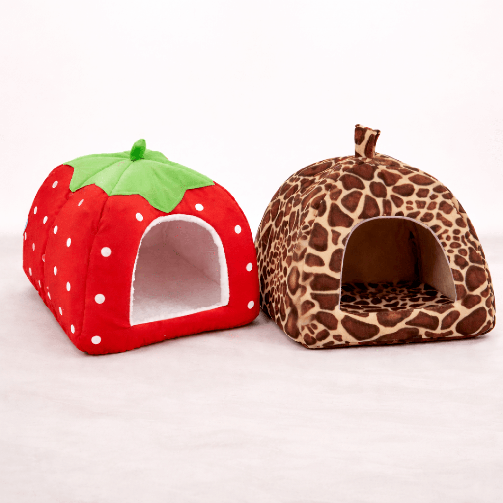 deux chat niche design fraise leopard confortable