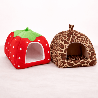 deux chat niche design fraise leopard confortable