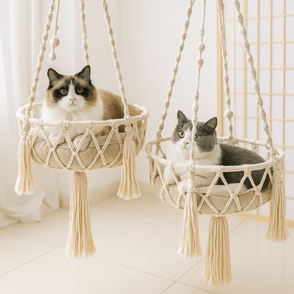 deux chats dans leur hamac pour chat suspendu confortable