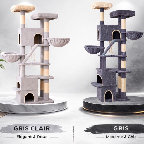 deux grands arbre à chat xxl stable gris clair gris