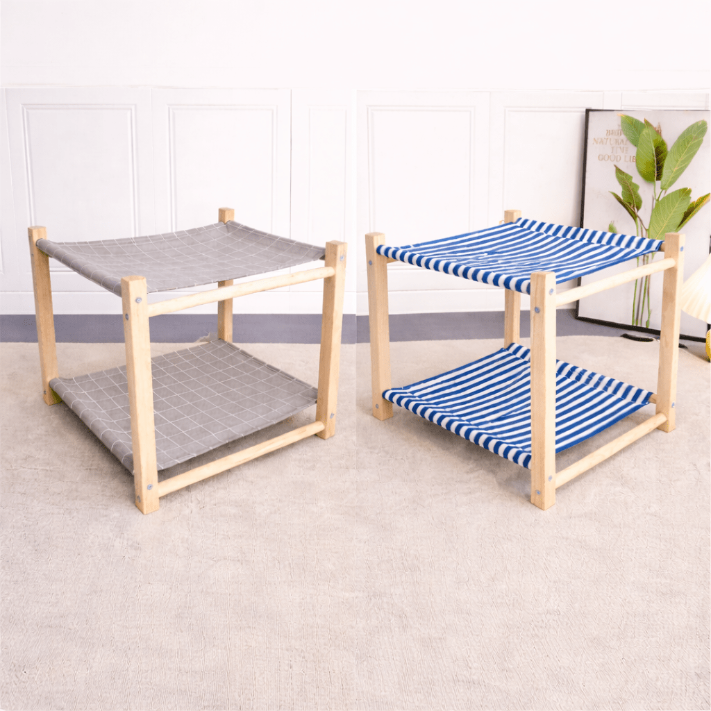 deux hamac pour chat double bleu gris confortable