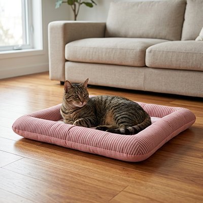 felin allonger sur tapis rafraichissant chat rose