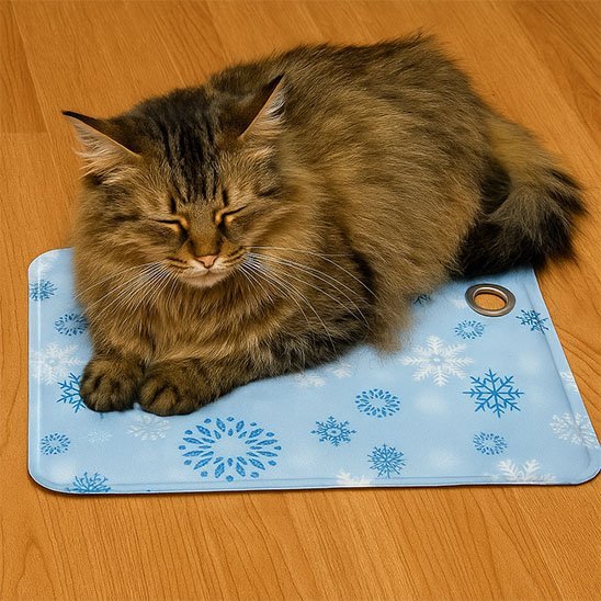 gros chat sur tapis rafraichissant chat