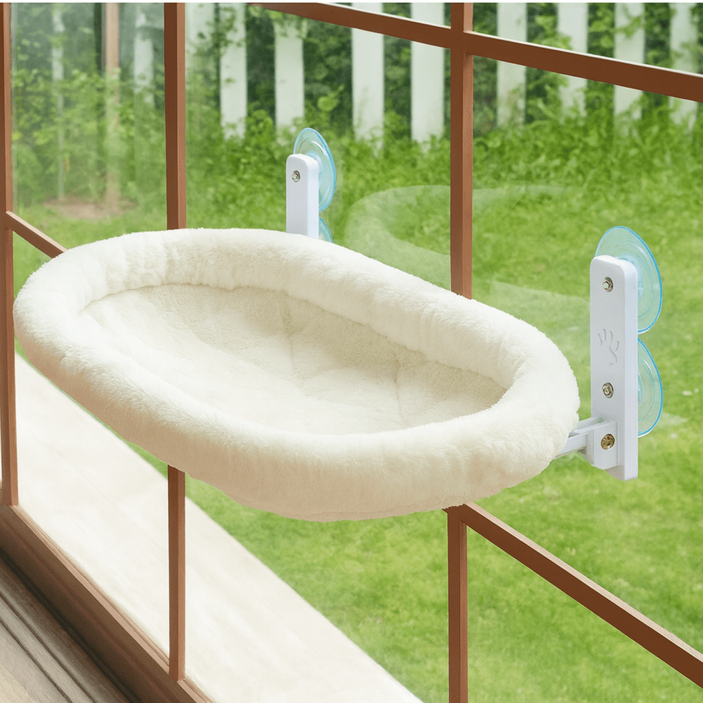 hamac chat fenetre blanc doux confortable