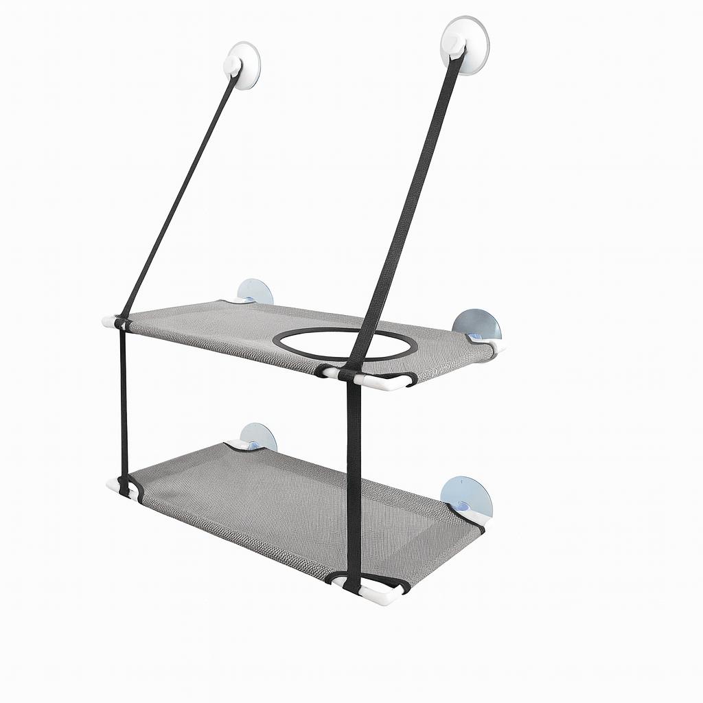 hamac chat fenetre double etage gris confortable