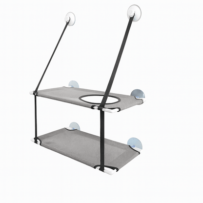 hamac chat fenetre double etage gris confortable