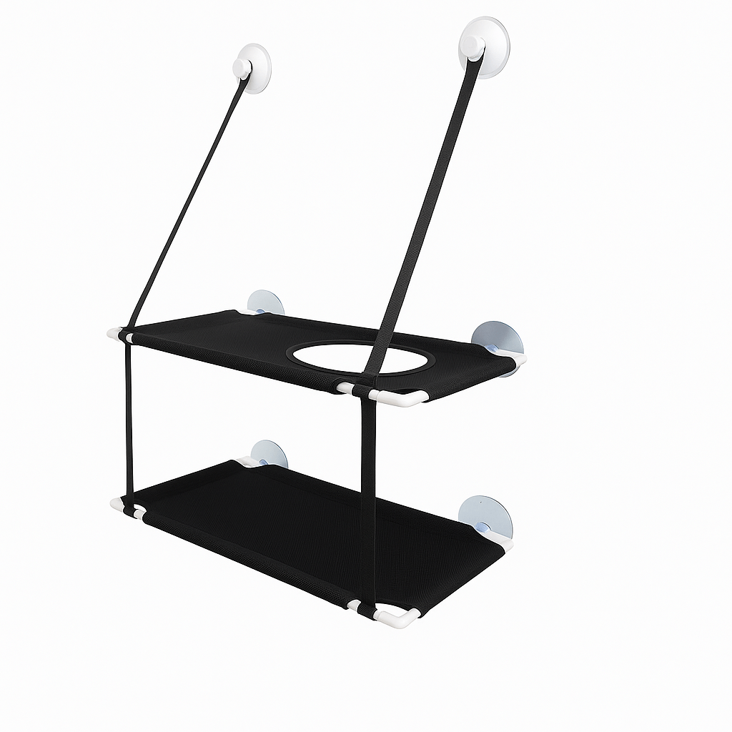 hamac chat fenetre double etage noir confortable