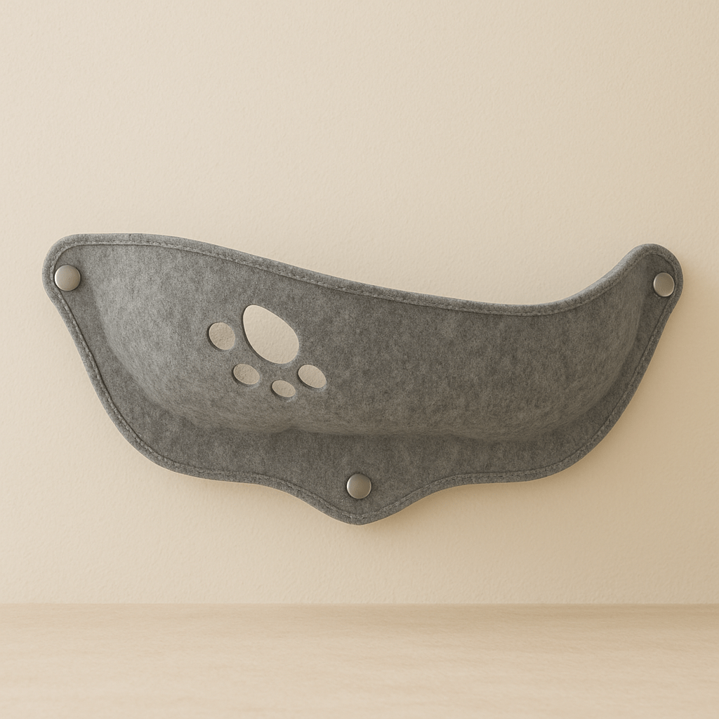 hamac chat fenetre gris confortable motif patte