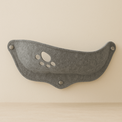 hamac chat fenetre gris confortable motif patte