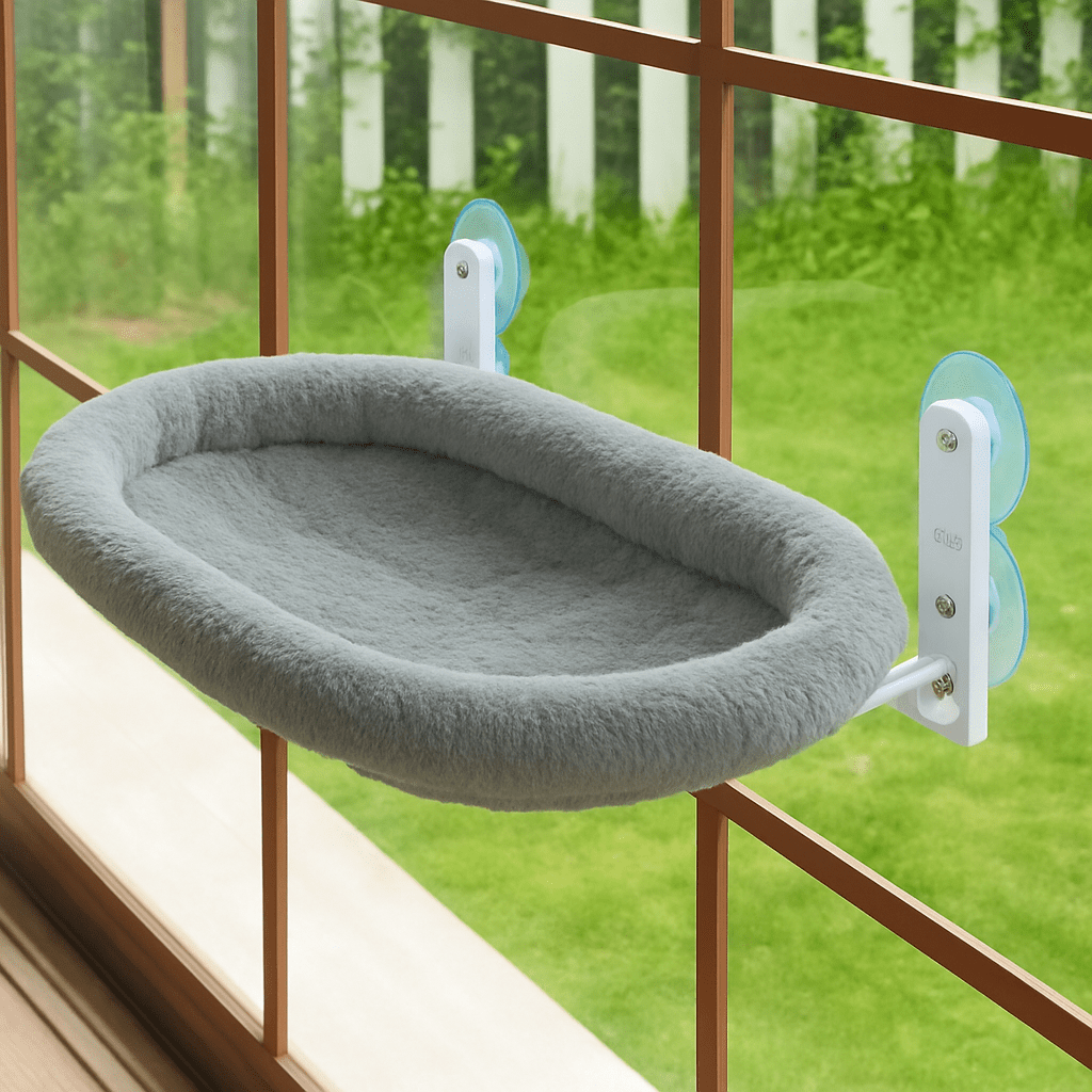 hamac chat fenetre gris doux confortable