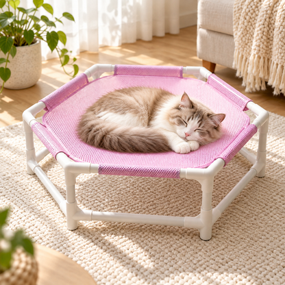 hamac chat sur pied respirant avec chaton endormi