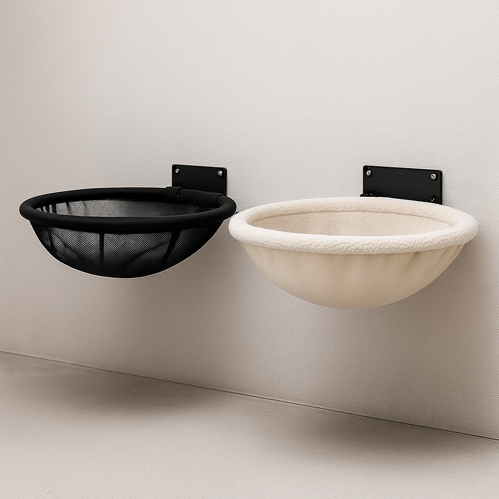 hamac pour chat mural rond confortable noir banc