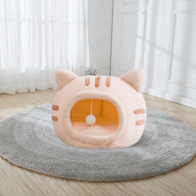 integration lit pour chat confortable rose dans decoration interieur
