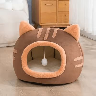 lit pour chat design marron