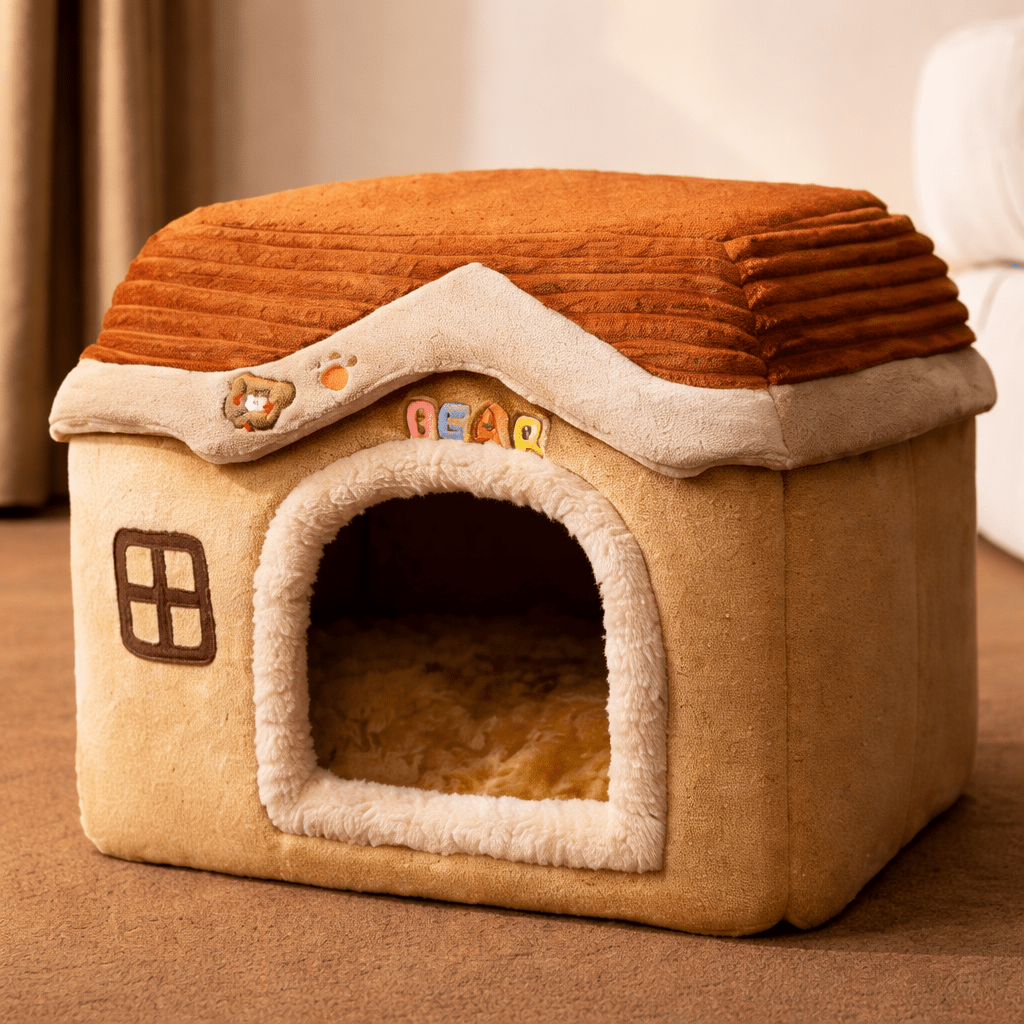 maison chat confortable douce brune