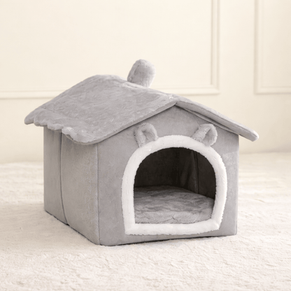 maison chat confortable douce grise