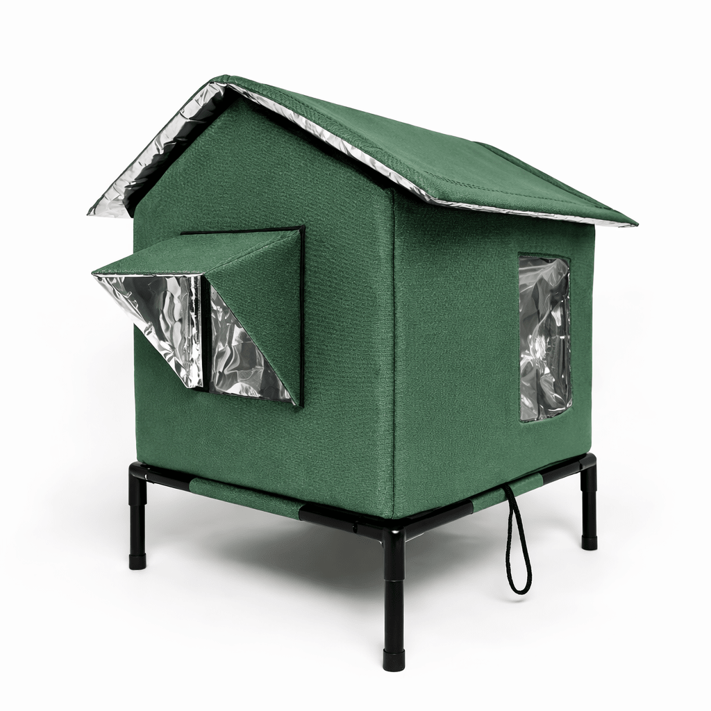maison chat exterieur elevee isolee verte