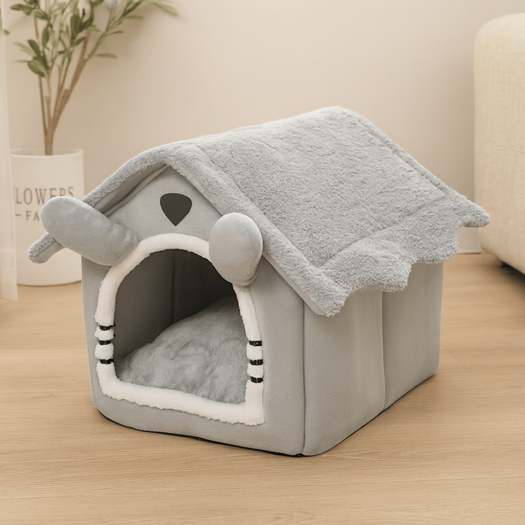 maison pour chat design mignon gris doux confortable