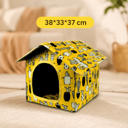 maison pour chat jaune taille moyenne