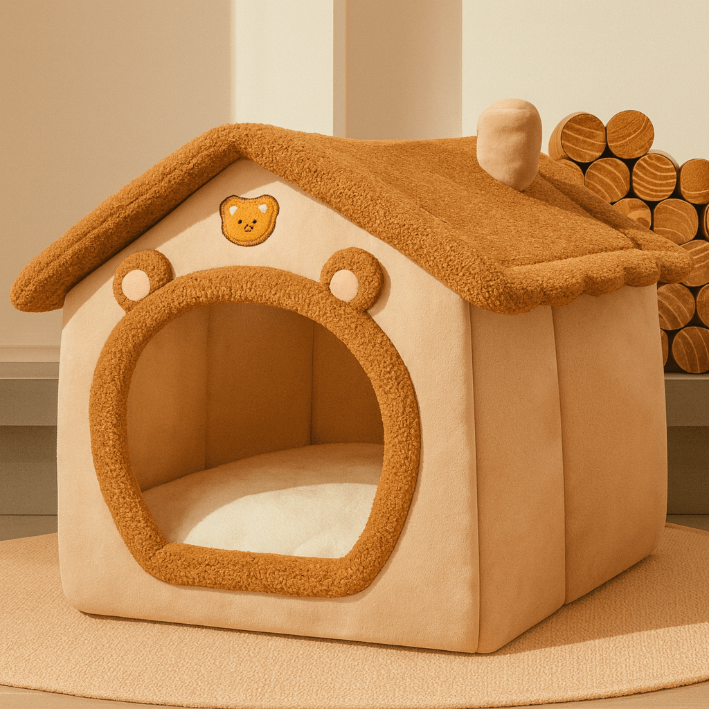 maison pour chat marron adorable design ourson confortable