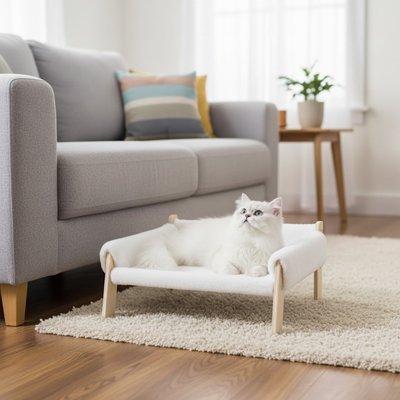 matou blanc sur canape chat ultra confortable blanc
