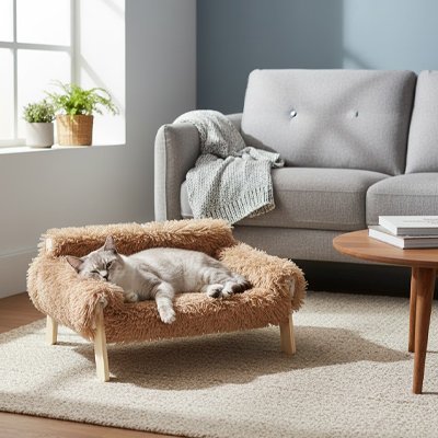 matou endormi sur canape chat ultra confortable marron
