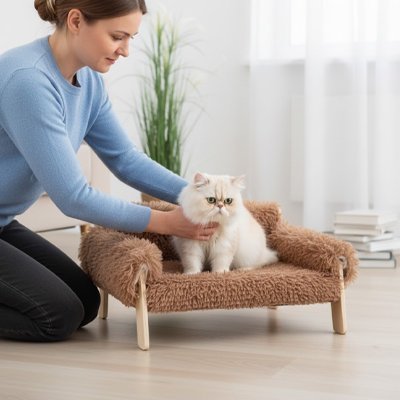matou sur canape chat ultra confortable marron