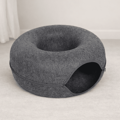 niche chat beignet feutre confortable gris