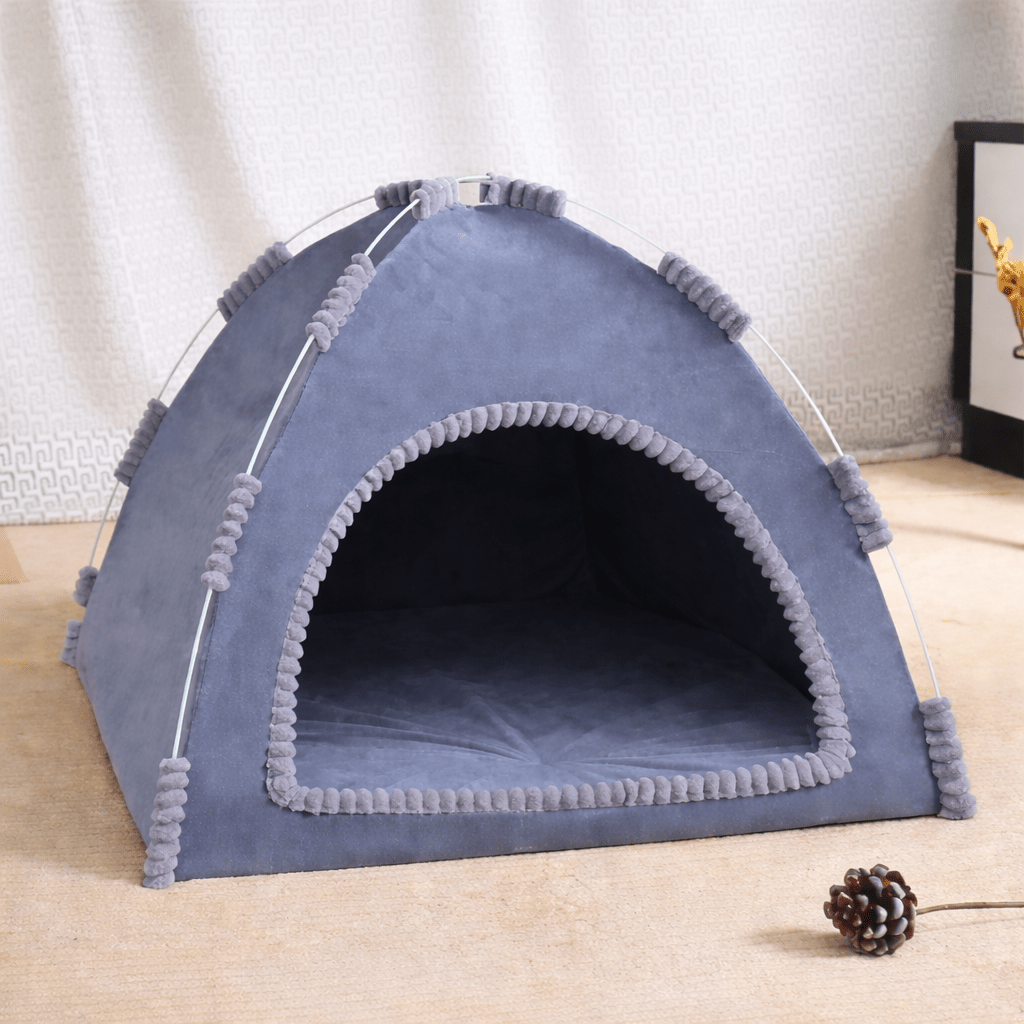 niche chat chaude grise design tente