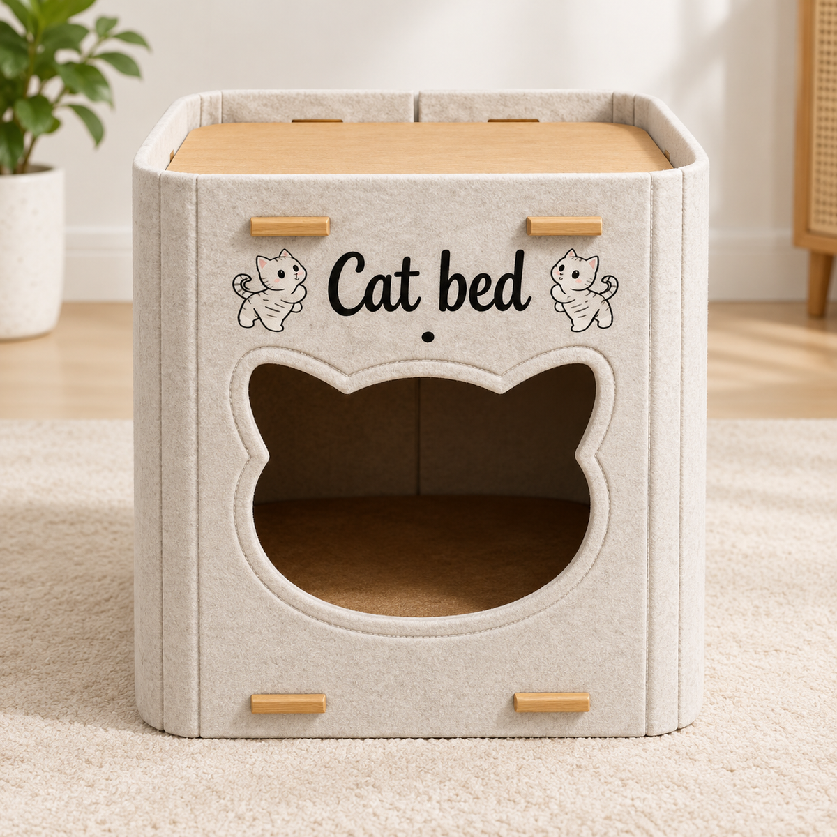 niche chat design feutre beige simple couche
