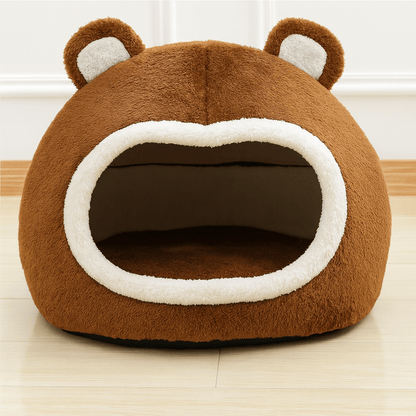 niche chat design ours brun doux confortable