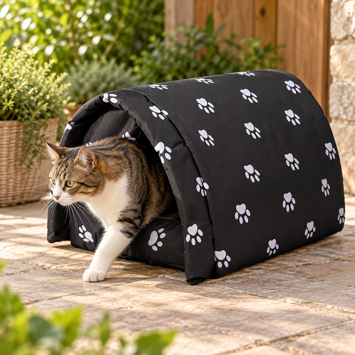 niche chat impermeable avec chat sortant