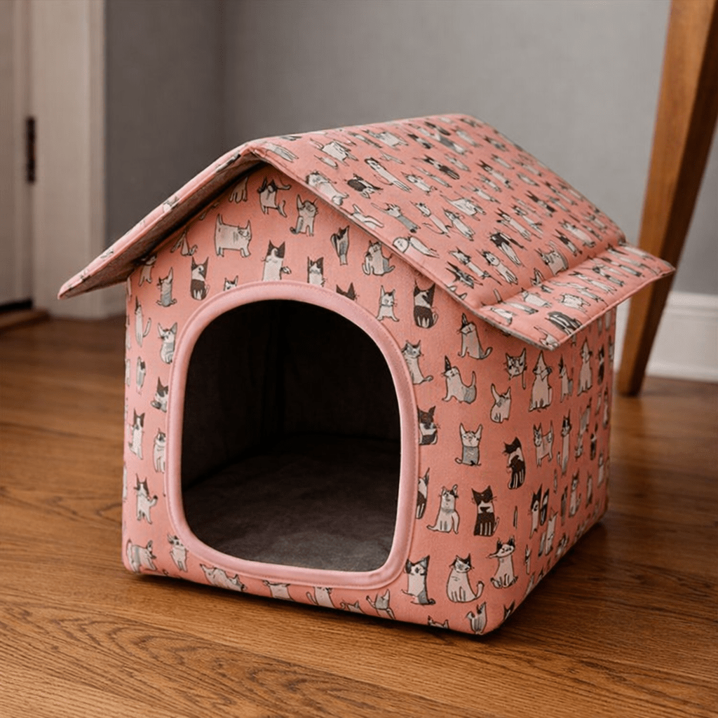 niche pour chat extérieur impermeable design chats rose