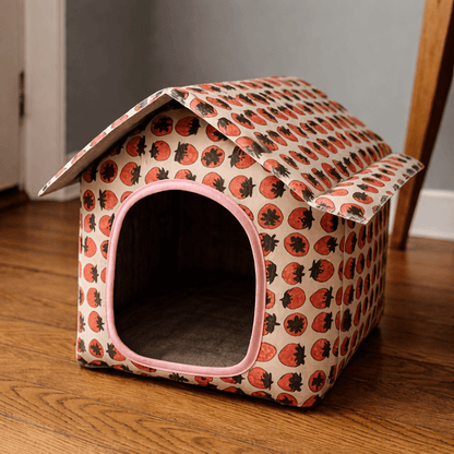 niche pour chat extérieur impermeable design fraises rouge