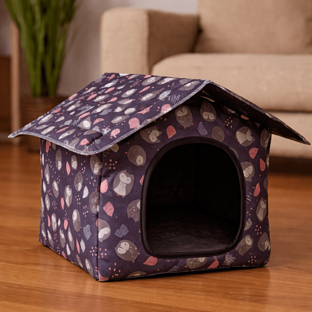 niche pour chat extérieur impermeable design hiboux gris