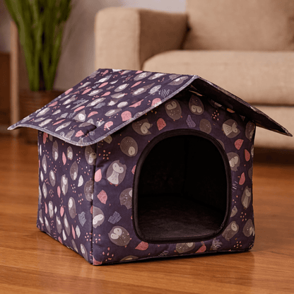 niche pour chat extérieur impermeable design hiboux gris