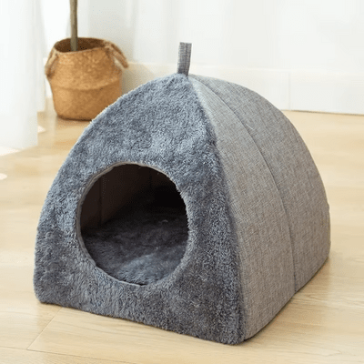 niche pour chat grotte confortable gris