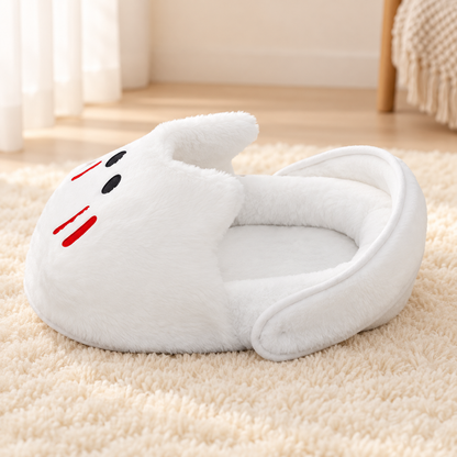 panier chat design chausson requin doux confortable blanc