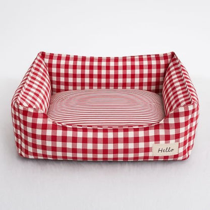 panier pour chat rayure rouge