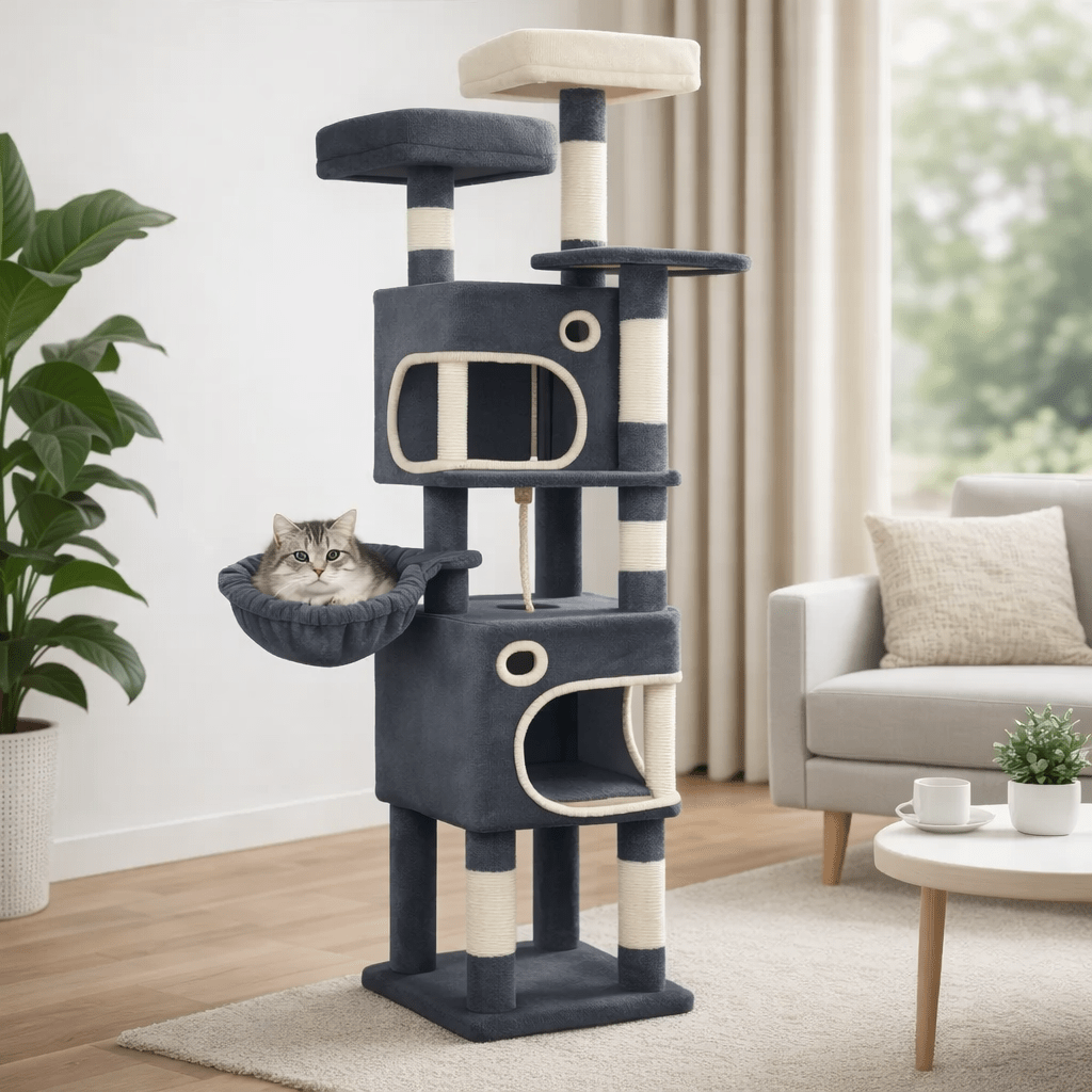 petit chat dans hamac arbre a chat 159cm confortable