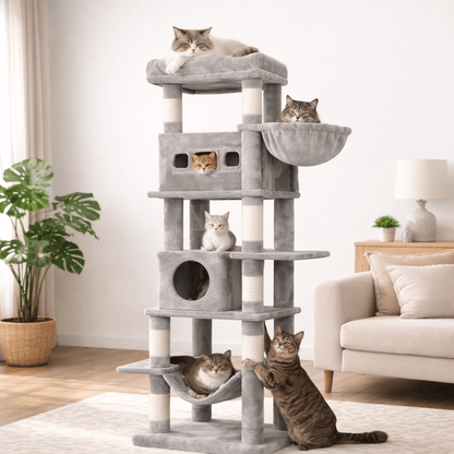 plusieurs chats sur arbre à chat xxl robuste