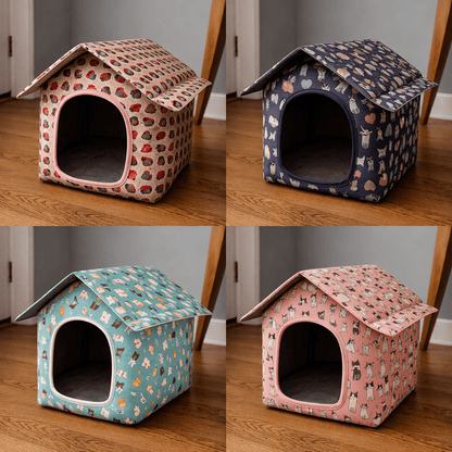 quatre niche pour chat extérieur impermeable rose rouge gris bleu