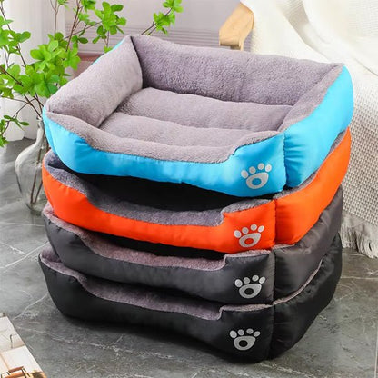 quatre panier chat rectangulaire bleu orange gris noir patte blanche