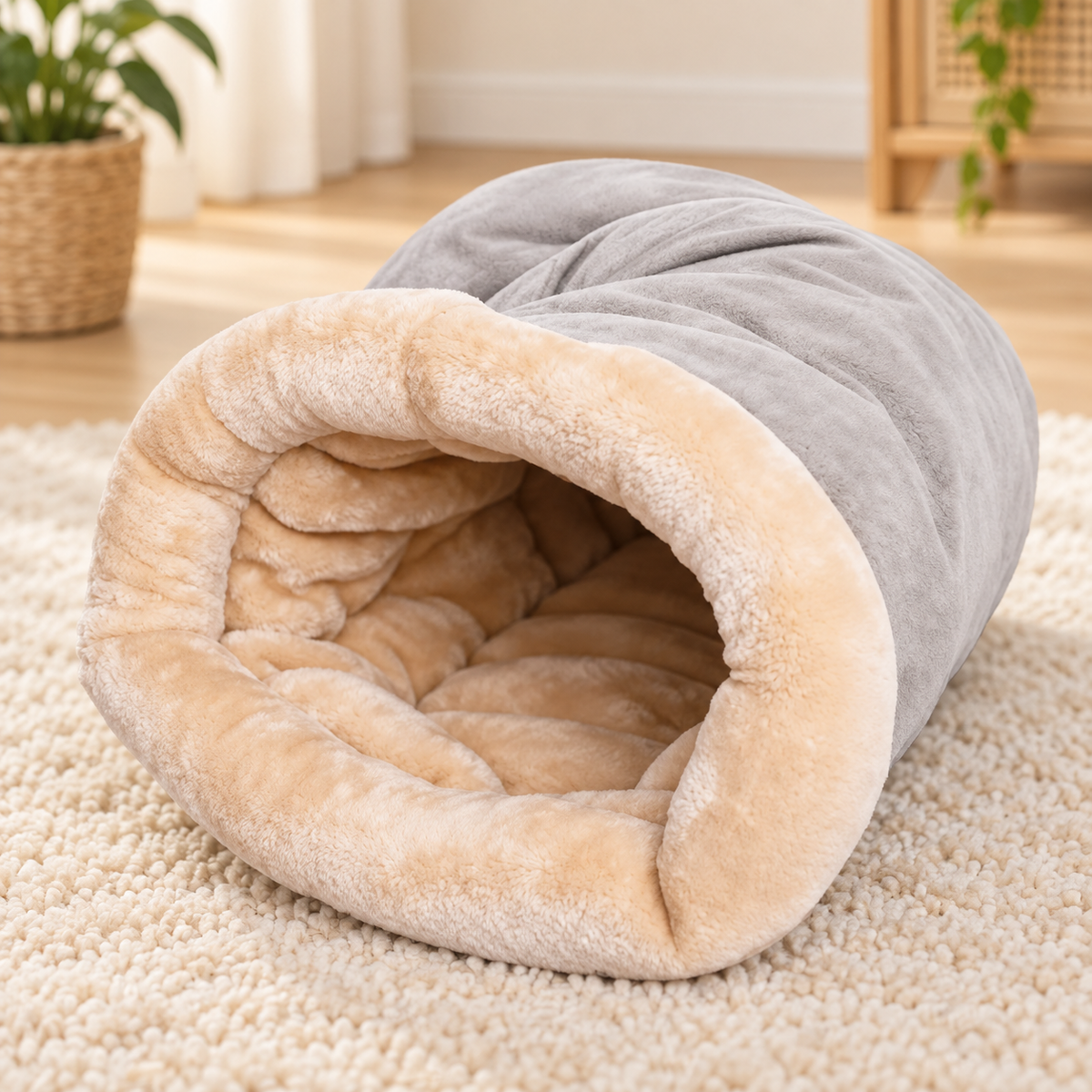 sac de couchage chat chaud gris
